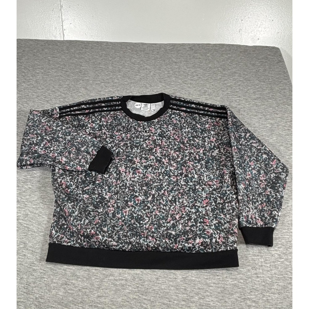 Adidas Sweatshirt Womens Large Multicolor Floral Primegreen Crewneck 3-Stripes‎
